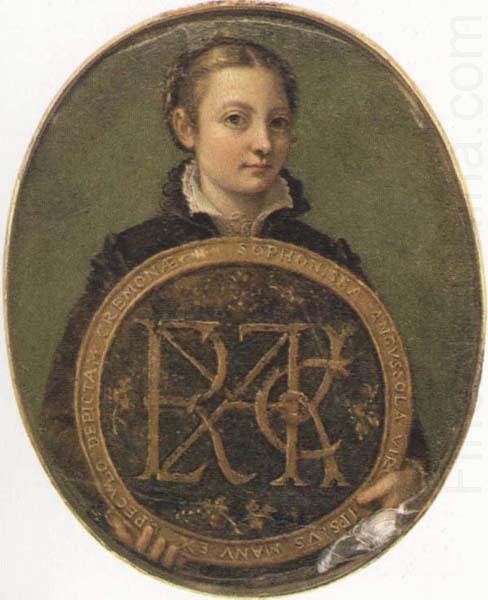 Sofonisba Anguissola Self-Portrait Holding a Medallion with the Letters of her Father s Name, oil painting picture